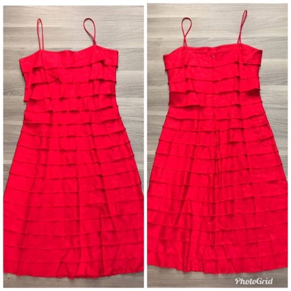 J. Crew Red Spaghetti-Strap Tiered Dress